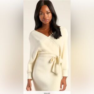 EUC Forever 21 Gray Wrap Dolman Sleeve Midi Sweater Dress